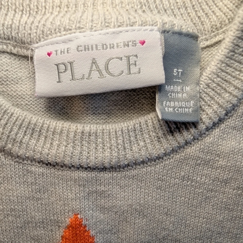 The Children's Place Girls Gray Sweater with Colorful Star Cotton Size 5T